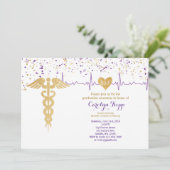 看護卒業式、BSN – 紫と金ゴールド 招待状 (スタンド正面)