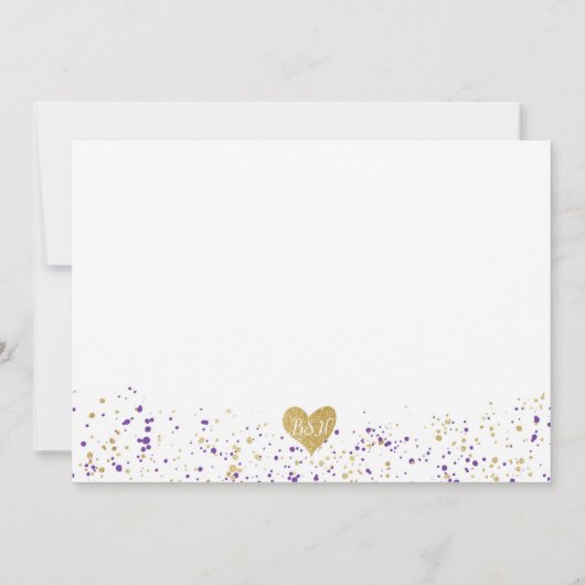 看護卒業式、BSN – 紫と金ゴールド 招待状 (裏面)