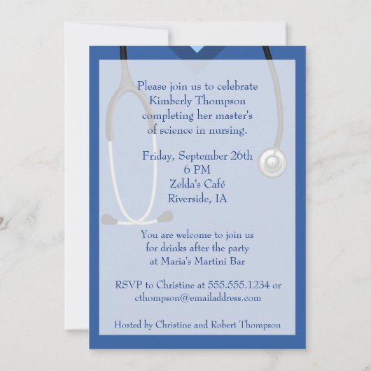 看護卒業招待状 招待状 (裏面)