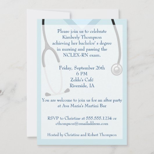 看護卒業招待状 招待状 (裏面)