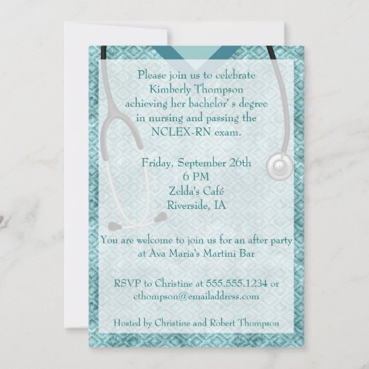 看護卒業招待状 招待状 (裏面)