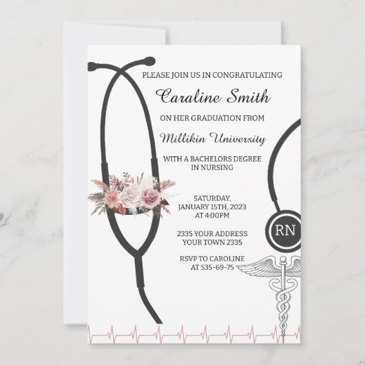 看護卒業 招待状 (正面)