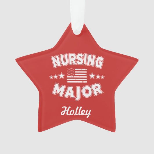 看護大学専攻の愛国米国国旗 オーナメント (正面)