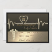 看護大学院卒業 招待状 FNP RN - ブラックゴールドメタリック (正面)