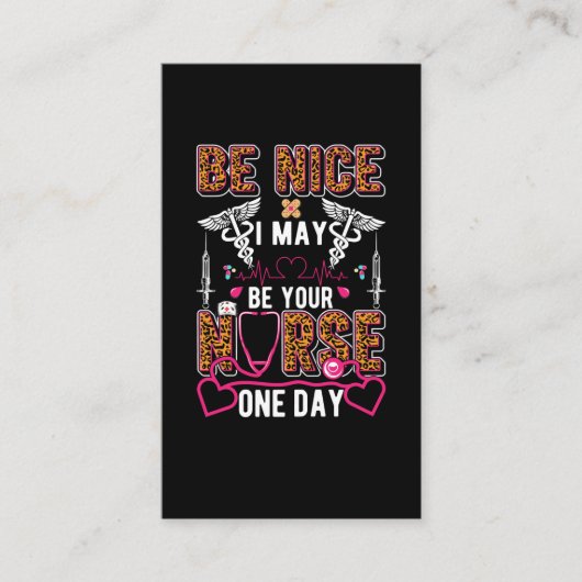 看護学おもしろい校ユーモアレパードプリントナース 名刺 (正面)