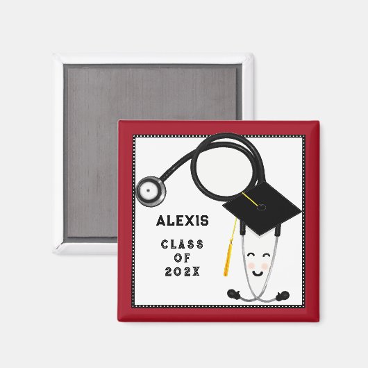 看護学パーソナライズされた校の卒業祝 マグネット (正面/裏面)
