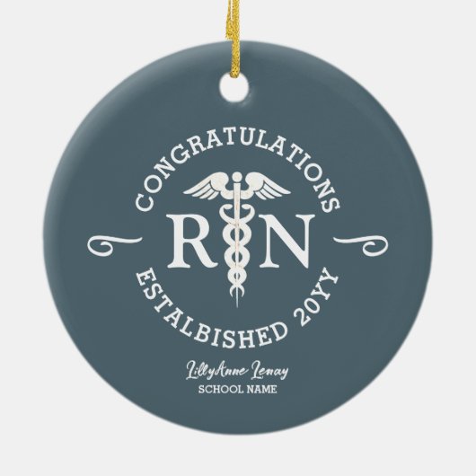 看護学パーソナライズされた院卒業記念 セラミックオーナメント (裏面)