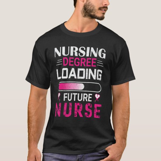 看護学位ロード中 看護学生 学校 Tシャツ (正面)