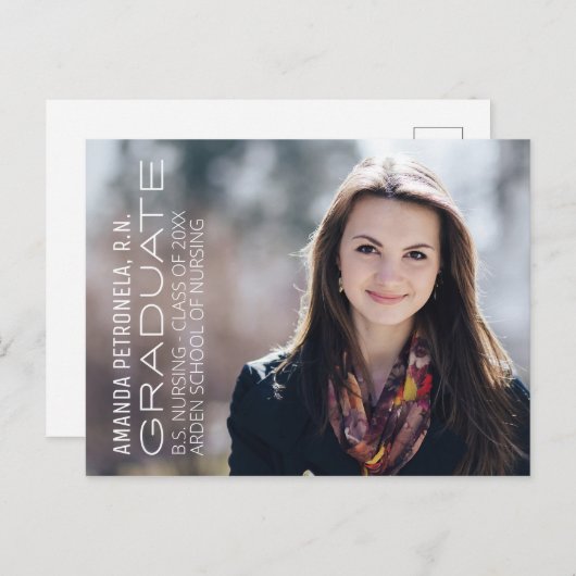 看護学位写真卒業発表カード 案内ポストカード (正面/裏面)