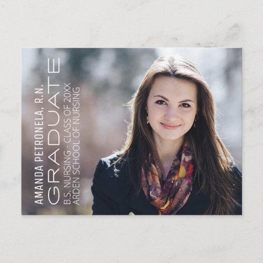 看護学位写真卒業発表カード 案内ポストカード (正面)