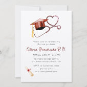 看護学卒業キャップと聴診器の招待状 招待状 (正面)