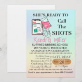 看護学卒業式で指揮を執る準備ができた彼女 招待状 (正面/裏面)
