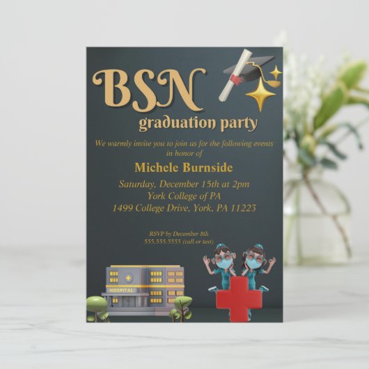 看護学卒業招待状 招待状 (スタンド正面)