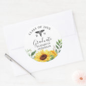 看護学専攻ひまわり水彩画 ラウンドシール (封筒)