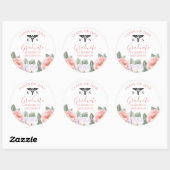 看護学専攻ピンクフローラ水色 ラウンドシール (シート)