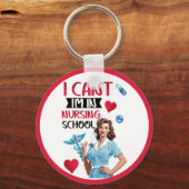 看護学校のかわいい懐かしいナースピンナップ キーホルダー (正面)