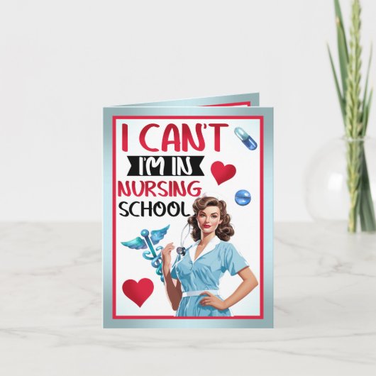 看護学校のかわいい懐かしいナースピンナップ サンキューカード (正面)