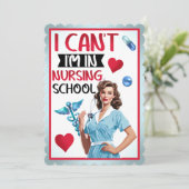 看護学校のかわいい懐かしいナースピンナップ サンキューカード (スタンド正面)
