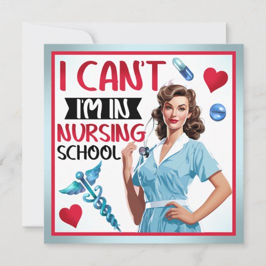 看護学校のかわいい懐かしいナースピンナップ シーズンカード (正面)