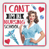 看護学校のかわいい懐かしいナースピンナップ スクエアシール (正面)