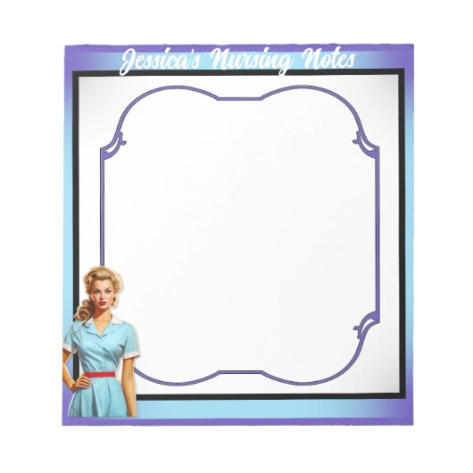 看護学校のかわいい懐かしいナースピンナップ ノートパッド (正面)