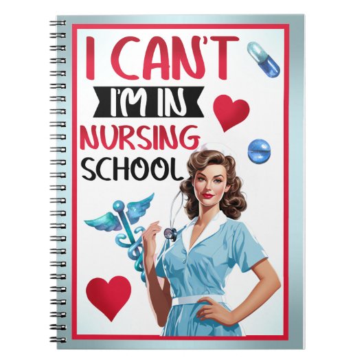 看護学校のかわいい懐かしいナースピンナップ ノートブック (正面)