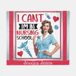 看護学校のかわいい懐かしいナースピンナップ フリースブランケット