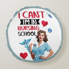 看護学校のかわいい懐かしいナースピンナップ ラウンドクッション