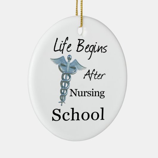 看護学校のナースで人生が始おもしろいまる セラミックオーナメント (右)