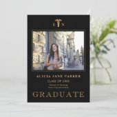 看護学校の卒業黒金ゴールド写真 案内状 (スタンド正面)