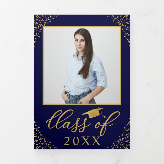 看護学校写真卒業パーティー招待状 三つ折り招待状 (カバー)