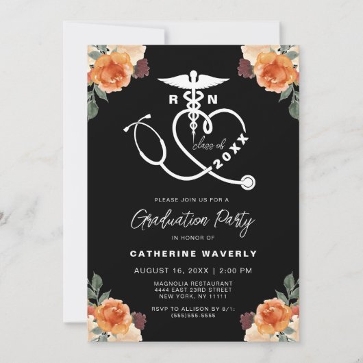 看護学校写真卒業パーティー招待状 招待状 (正面)