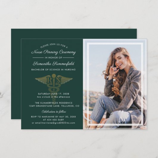 看護学校写真卒業2025パーティー 招待状 (正面/裏面)