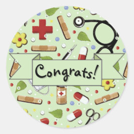 看護学校卒業おめでとうクラシックラウンドS ラウンドシール