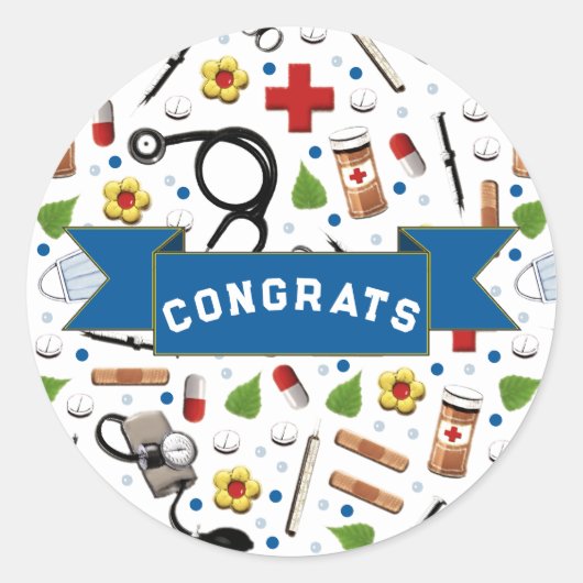 看護学校卒業おめでとう ラウンドシール (正面)