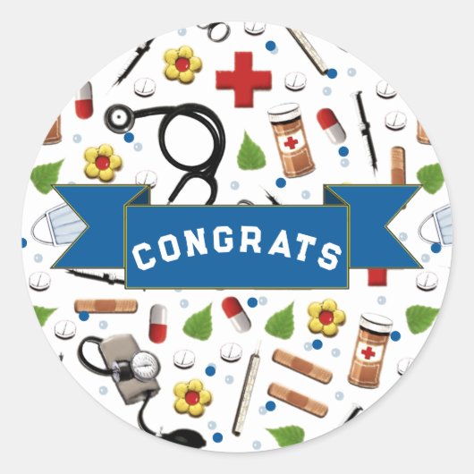看護学校卒業おめでとう ラウンドシール (正面)