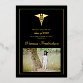 看護学校卒業のお知らせ 箔招待状 (正面)