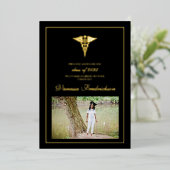 看護学校卒業のお知らせ 箔招待状 (立ち正面)