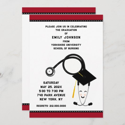 看護学校卒業の招待状 招待状 (正面/裏面)