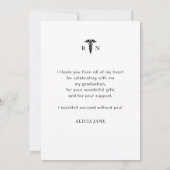 看護学校卒業シンプルのモダン写真 サンキューカード (裏面)