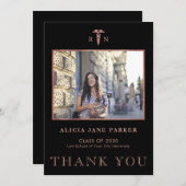 看護学校卒業シンプルのモダン写真 サンキューカード (正面/裏面)