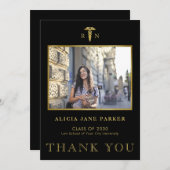 看護学校卒業シンプルのモダン写真 サンキューカード (正面/裏面)