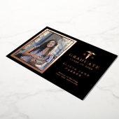 看護学校卒業バラ金ゴールド写真 箔招待状 (回転した状態)