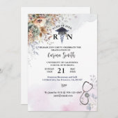 看護学校卒業パーソナライズされたBohoフローラ 招待状 (正面/裏面)