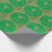 看護学校卒業パーティグリーン金ゴールド ラッピングペーパー (角)