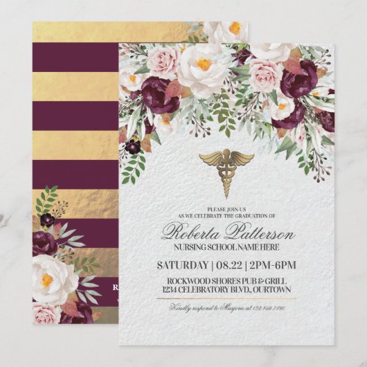 看護学校卒業パーティー招待状 招待状 (正面/裏面)