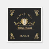 看護学校卒業パーティー金ゴールドカドゥセウス スタンダードカクテルナプキン (正面)