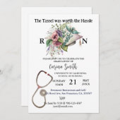 看護学校卒業ミニマリストぼほフローラ 招待状 (正面/裏面)