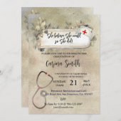 看護学校卒業ヴィンテージボホフローラ 招待状 (正面/裏面)