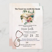 看護学校卒業ヴィンテージボホフローラ 招待状 (正面/裏面)